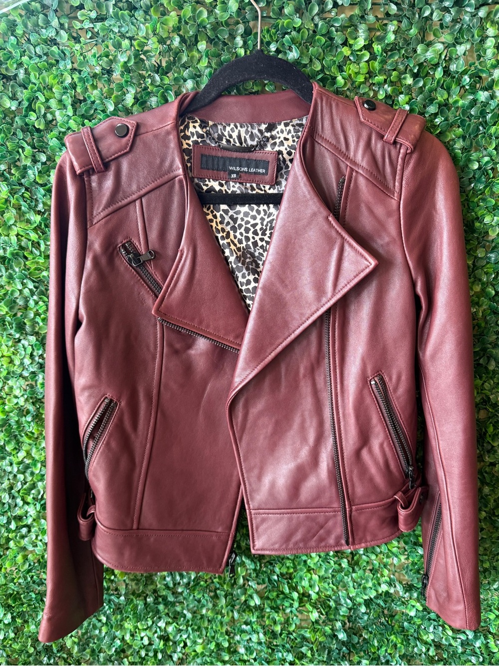Wilsons Leather Women’s Burgundy Moto         💯% Leather Moto Jacket sz XS
